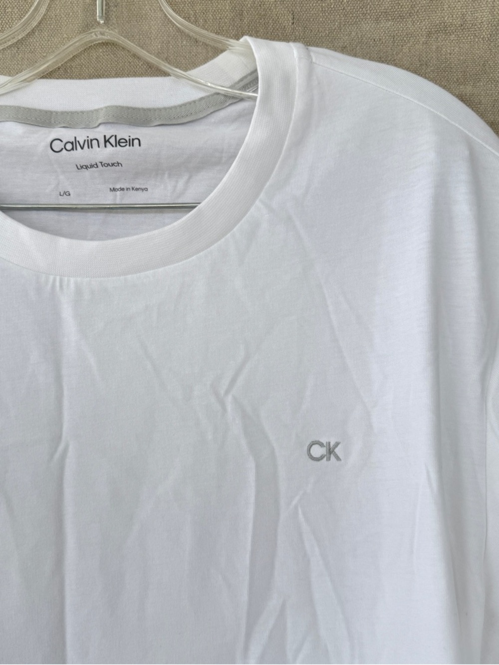 Calvin Klein Liquid Touch Classic Fit White Crewneck Short Sleeve T-Shirt Size L - Picture 2 of 5
